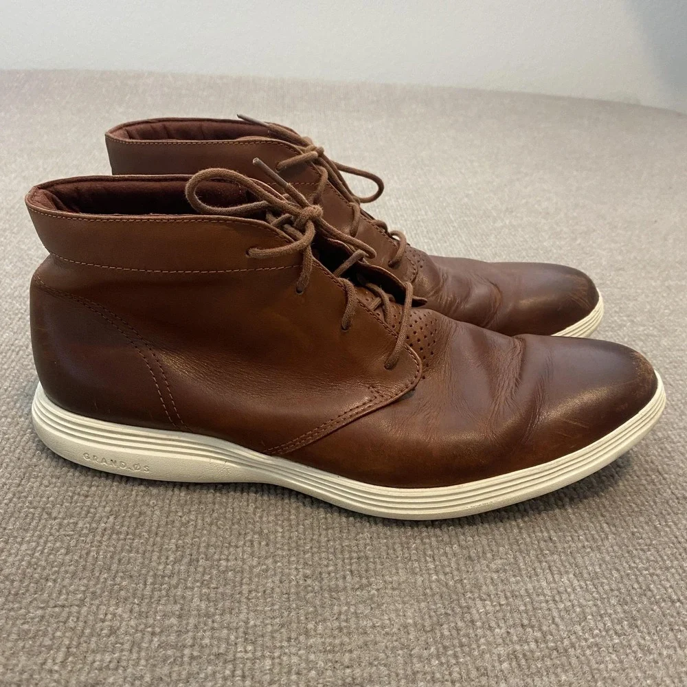 Cole Haan Boots Mens Size 13 M Brown Leather Chukka Ankle Lace Up Casual C29589
